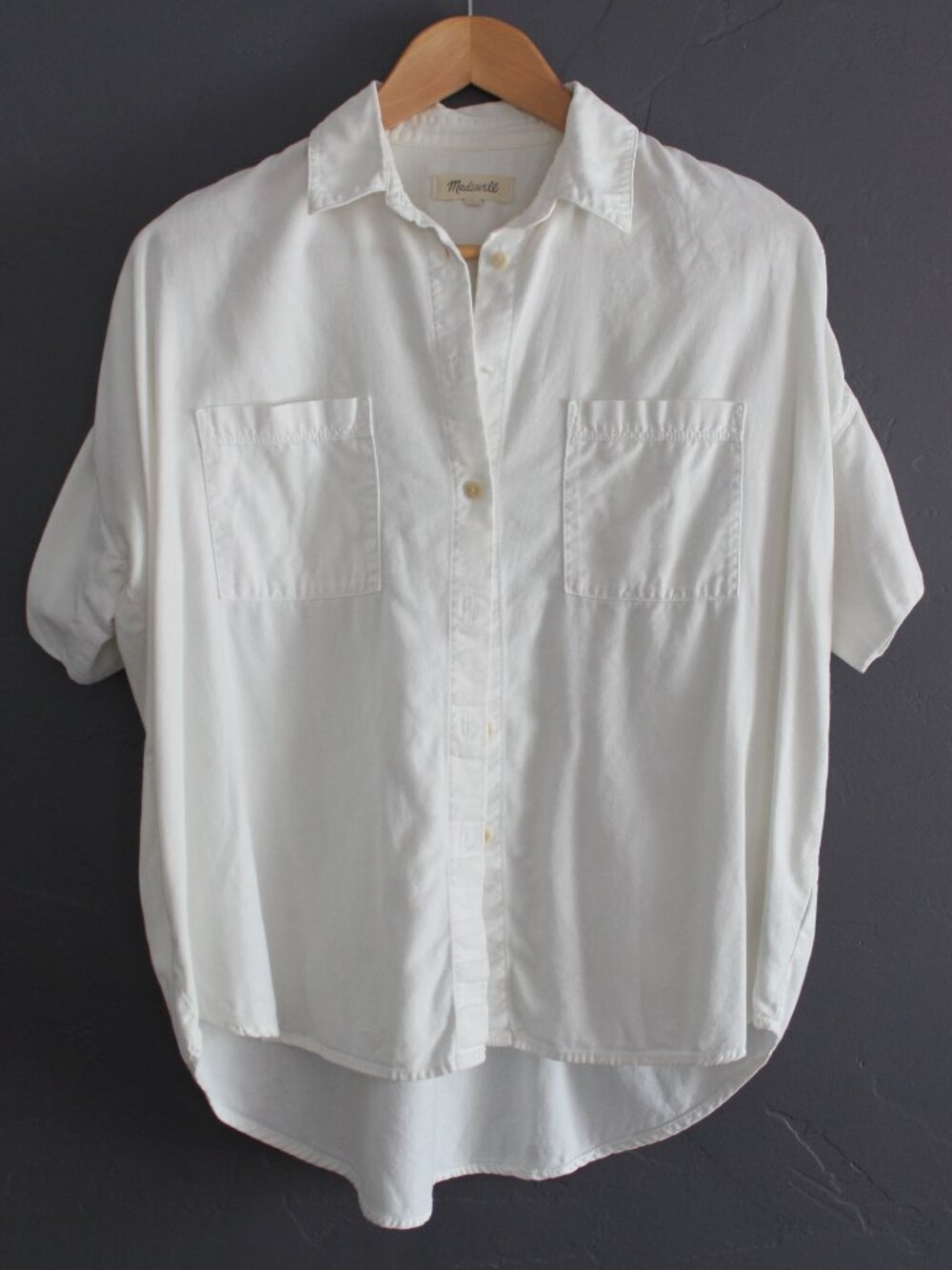 MADEWELL White Oversized Cotton Button Up Shirt with Pockets
